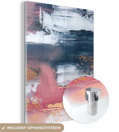 MuchoWow® Glasschilderij 120x160 cm - Schilderij acrylglas - Abstract - Verf - Design - Foto op glas - Schilderijen