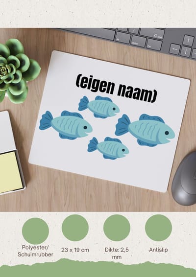 Akyol - groep vissen met eigen naam Muismat - Vis - vissen liefhebbers - iemand die houdt van vissen - verjaardag - cadeau - kado - geschenk - 23 bij 19 cm