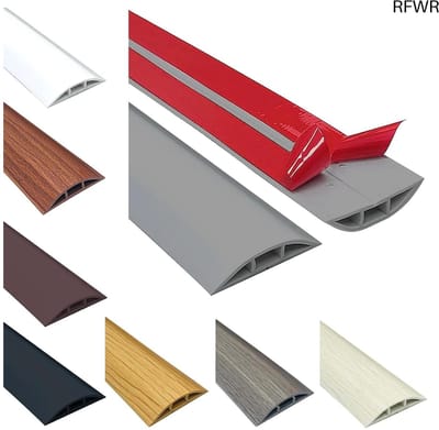 RFWR® Flexibele PVC Vloerkabelbescherming voor Binnen en Buiten - Zelfklevende Kabelafdekking, 50 mm x 1 m, Grijs