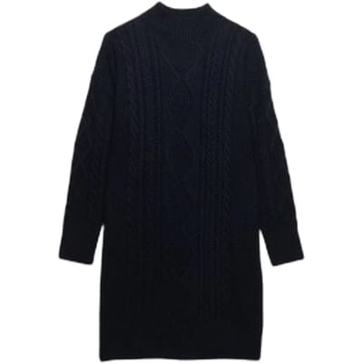 Superdry Slouchy Cable Knit Jurk Blauw Grootte: 36