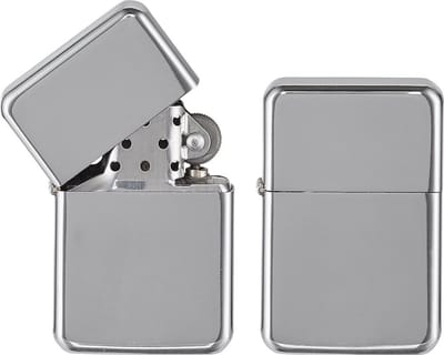 Benzine aansteker TOM® - Classic Lighter - Zilver Chroom - vuursteen