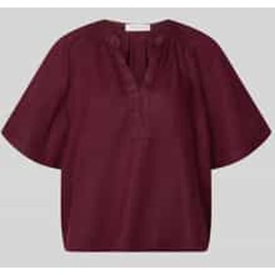 boxy fit linnen blouse met V-hals