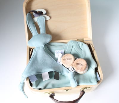 Koffertje 'Stone Green' - kraamcadeau - kraampakket - baby geschenk - zwangerschap - geboorte