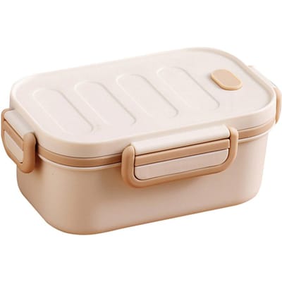 Boîte à déjeuner à double couche et deux compartiments, Boucle en plastique PP, Boîte fraîcheur, Boîte à déjeuner/collation portable, Compatible micro-ondes 1000ml white