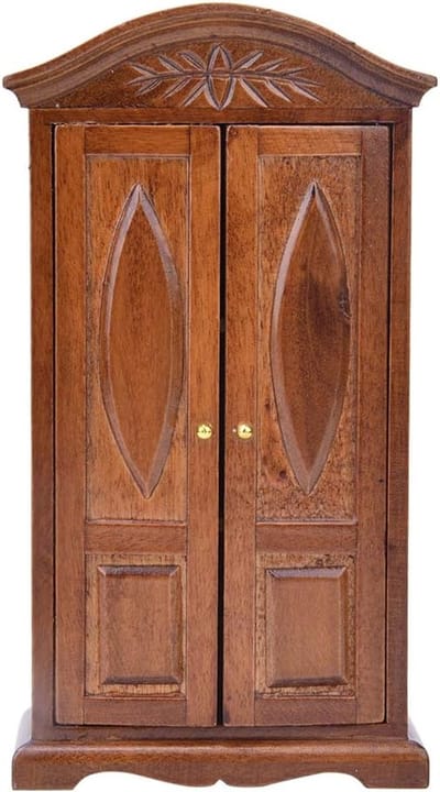 Houten Kledingkast Poppenhuis Miniatuur Schaal 1:12 Kast Dubbele Deur