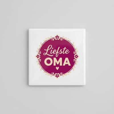 Liefste Oma Keramische Tegel – Bloemen Design Cadeau voor de Beste Oma – Decoratieve Wandtegel 15×15 cm
