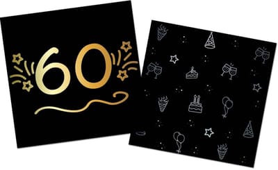 Folat - Servetten - shining glam 60 jaar - 16 stuks - 33 x 33 cm