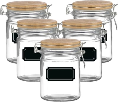 Weckpot/inmaakpot - 10x - 700 ml - glas - met beugelsluiting - incl. etiketten