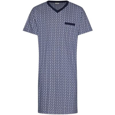 Pastunette - Nachthemd - Blue Motion - Katoen - Blauw/Wit - Maat S