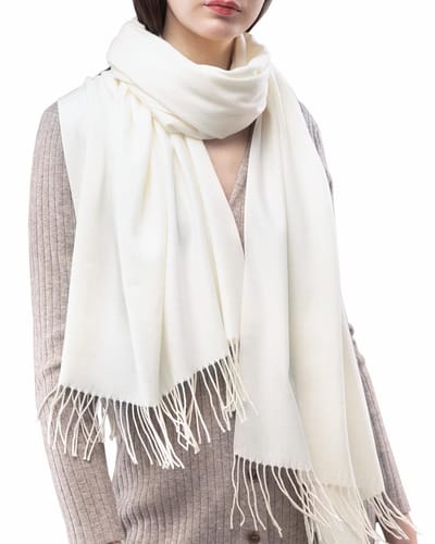 Wintersjaal voor dames - Sjaal - 200×70 cm - Kunstkasjmier - Omslagdoek - Kasjmiertextuur - Geschikt voor bruidssjaals, avondkleding, dagelijkse omslagdoeken of reisdekens - Warm - Stijlvol - Crèmewit
