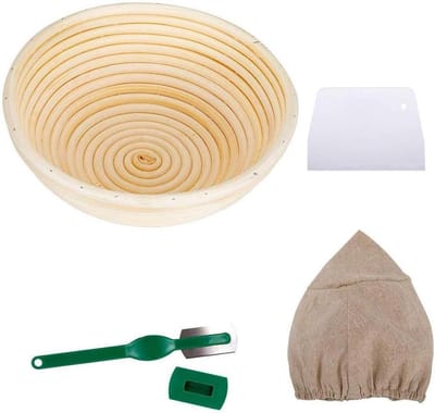 Ronde rijsmand - Broodmand deeg - Brood bakken - Natuurlijk rotan - 25 x 8.5 cm - Natuurlijk
