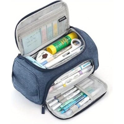 Supergrote etui schattig etui opbergtas grote capaciteit voor jongens meisjes kindercadeau multifunctionele etui schoolbenodigdheden marineblauwe kleur