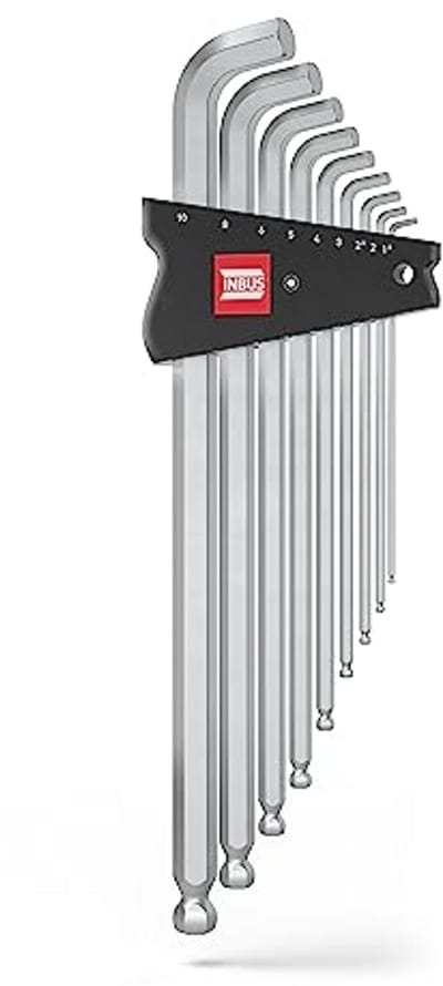 Inbussleutel Set 9 delig, 1.5–10mm, met 100° Winkel en Kogelkop – Hoogwaardig Gereedschap