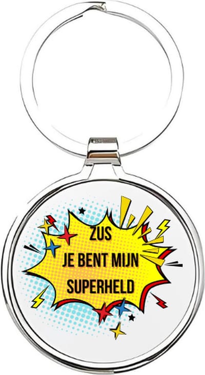 Akyol - Zus je bent mijn superheld Sleutelhanger - zus - De liefste zus - Zus sleutelhanger - Zussen sleutelhanger - Sleutelhanger zus - Familie sleutelhanger - verjaardagscadeautje - Zus cadeau - Sister - zusje - 4 x 7,5 CM