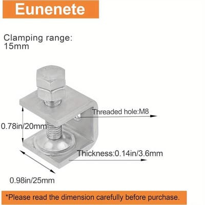 Mini Tijger C-Klemmen - Duurzaam 304 Roestvrij Staal, Verstelbare 20mm Maat, voor Houtbewerking & Doe-het-zelf Projecten, Industrieel Gereedschap, Zilverkleurig gray