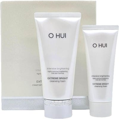 OHUI Extreme Bright Cleansing Foam Special Set | 160ml + 100ml Duo Pack | Brightening Deep Cleanser for Radiant Skin | Korean Skincare Special Set white