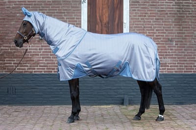 Harry's Horse Vliegendeken mesh Reflective met losse hals 175cm staalblauw