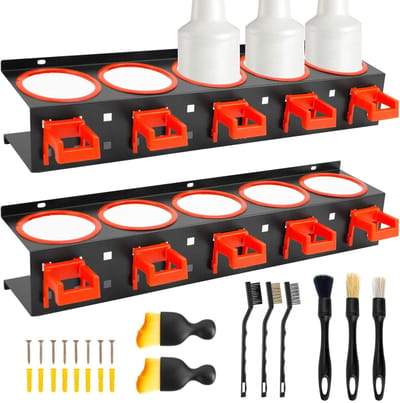 Dailygoods- Spuitbushouder met ophanghaak - Wandhouder voor spuitflessen - Organizer voor tuingereedschap - Wandopslag garage - Eenvoudige wandinstallatie - Snelle toegang tot gereedschap
