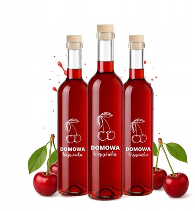 Bimberek Futura - Glazen Fles - 500ml - Domowa Wiśniówka - Set van 5
