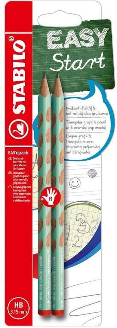 STABILO EASYgraph - Ergonomische Grafietpotlood - Rechtshandig - HB Hardheid - Pastel Groen - 2 Stuks