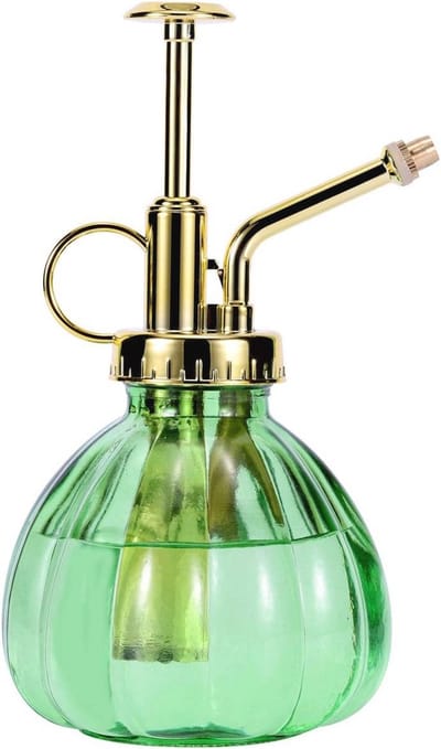 Glazen plantensproeier met gouden pomp – stijlvolle spuitfles voor binnen en buiten