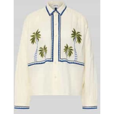 Regular fit overhemdblouse met florale stitching