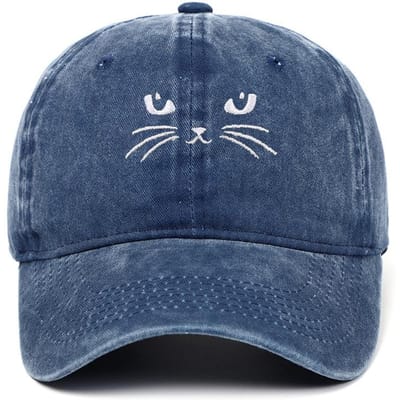 Nieuwe Borduur Leuke Kat Gewassen Katoen Baseballpetten Casual Mannen Verstelbare Pet Buiten Voor Vrouwen Zonbescherming Snapback Pet blue