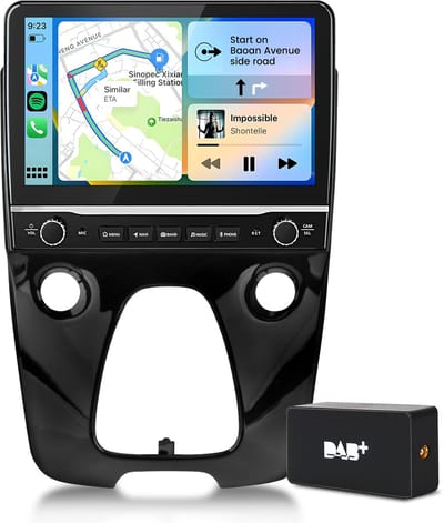 Hexinex Quad-Core autoradio Geschikt voor Peugeot 108/ Citroen C1/ Toyota Aygo- Draadloos CarPlay, Android Auto, DAB, Android 15, multimediaspeler, 2GB+64GB