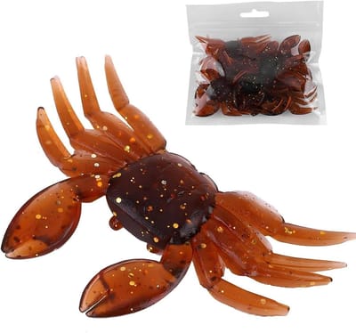 Kunstmatige Krab Aas - Zacht Vis Lokaas - Vissen Verhogen Efficiëntie - Levensechte Zwemacties - 10 stuks - Bruin