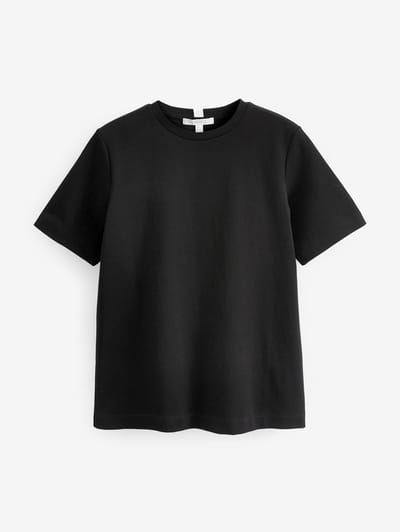 Next - Dames - Dik T-shirt met ronde hals en korte mouwen - Zwart