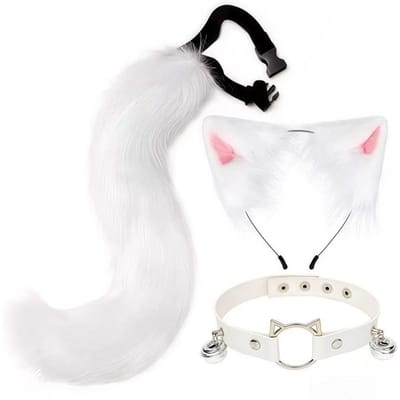 Handgemaakte Halloween Kattenoren Staart Set Cosplay Accessoires Tentoonstelling Spel Thema Volwassen Accessoire Kattenstaart Hoofdband Set