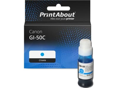 PrintAbout huismerk Inktcartridge GI-50C Cyaan Hoge capaciteit Geschikt voor Canon