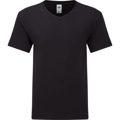 Fruit of the Loom Unisex Adult Iconisch V Hals T-shirt (Zwart)