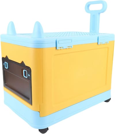 Opvouwbare Speelgoedkist - Opbergbox Kinderen - Speelgoed Organiseren - Met Wielen - Blauw Geel