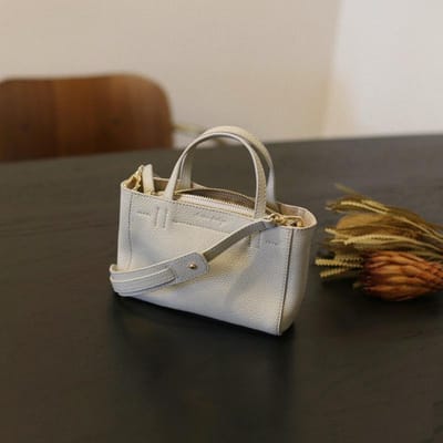 Nieuwe Lente en Zomer Franse Mini Tote Bag Toplaag Koeienhuid Mode Handtas Echt Leer Dames Schouder Crossbody gray