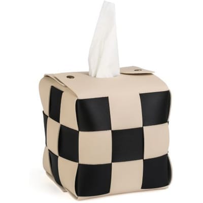 Boîte à mouchoirs en cuir, porte-serviettes en papier, motif damier blanc et noir, sac de rangement pour serviettes en papier, organisateur, accessoires de décoration pour la maison