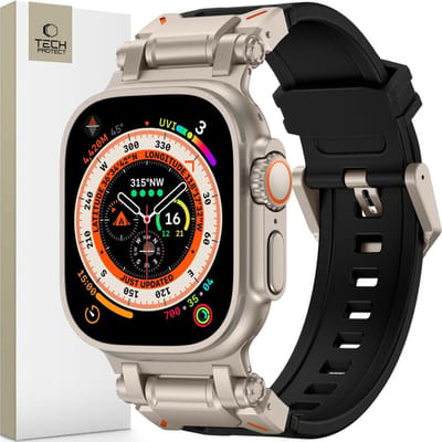 Tech-Protect Delta Pro Strap for Apple Watch 4 / 5 / 6 / 7 / 8 / 9 / SE / Ultra 1 / 2 (42 / 44 / 45 / 49 mm) - Black and Titanium