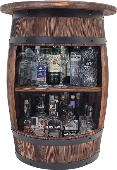 Houten vat met deksel - Vintage wijnrek en flessenhouder voor thuis en horeca
