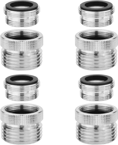 Set van 4 Kraanadapters, Draadadapter voor 22 mm Draad naar 3/4 GHT Externe Draad, Perfect voor Keuken en Badkamer Slangverbindingen
