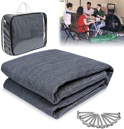 NAIZY Tent Mat 250x300cm Luifel Mat met Spijkers en Gaten Camping Mat HDPE Tent Onderlaag Camping Mat met Draagtas Outdoor Camping Accessoires (Grijs-Blauw)