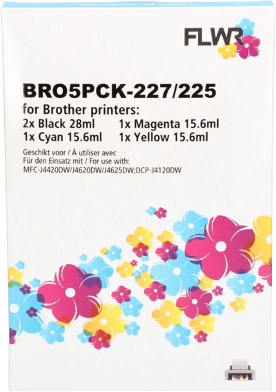 FLWR - Inktcartridge / LC-227/LC-225 / 5-pack Zwart & Kleur - Geschikt voor Brother