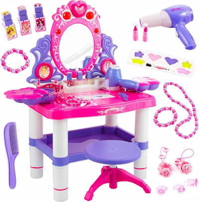 Roze kaptafel voor meisjes met accessoires - make-uptafel voor kinderen