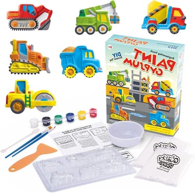 Zelfgieten en schilderen van 6 modelauto's, gips voor het gieten van voertuigen, creatieve knutselset, cadeau voor jongens vanaf 5 jaar