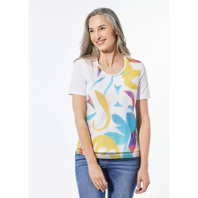 Shirt met ronde hals - wit / gedess. - Gr. 19 van Goldner Fashion