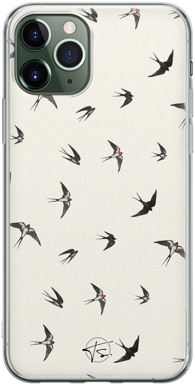 Hoesje geschikt voor iPhone 11 Pro - Vogels / Birds - Soft Case - TPU - Print - Beige - Mooie Telefoonhoesjes