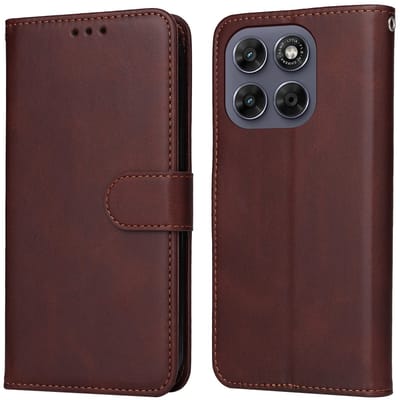 Coverup Hoesje - Geschikt voor Motorola Moto G67 / G77 / G87 Hoesje - Coverup Book Case - Bruin