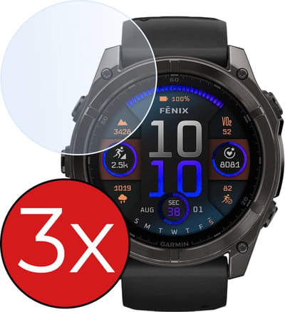 Screenprotector Geschikt voor Garmin Fenix 8 Solar (51 mm) Screenprotector Glas Gehard Screen Cover - Screen Protector Geschikt voor Garmin Fenix 8 Solar Screenprotector Tempered Glass - 3 PACK