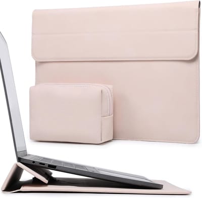 Famanu - 15-16 Inch Laptop Hoes Sleeve met Standaard Functie, Abrikoos