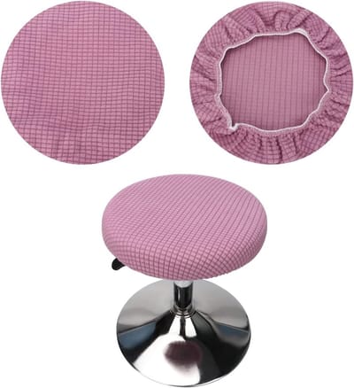 Stijlvolle ronde krukhoes voor buiten, elastisch en kreukvrij, wasbaar en stofdicht, geschikt voor ronde en vierkante stoelen, diameter 30-40 cm (1 stuk paars)