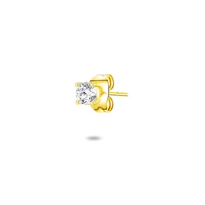 Twice As Nice Oorbel in 18kt verguld zilver, zirkonia, 3 mm